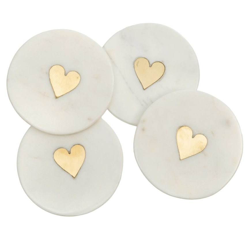 Sweetheart Marble Coasters Set of 4 INDABA Lotus Lemongrass