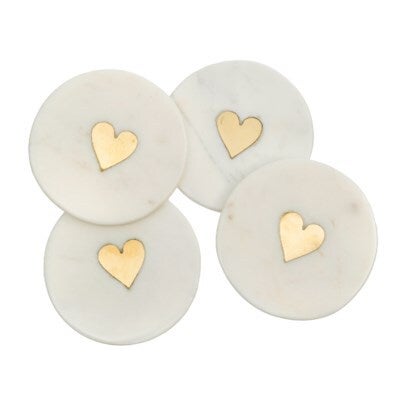 Sweetheart Marble Coasters Set of 4 INDABA Lotus Lemongrass